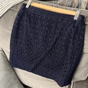 J. Crew Eyelet Navy mini skirt
